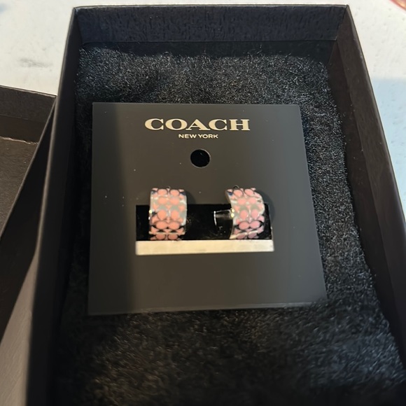 Coach Jewelry - Coach NWT pink logo earrings